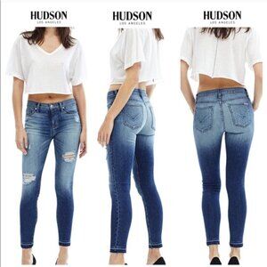 Hudson Nico Distressed Midrise Crop Skinny Jeans Size 29